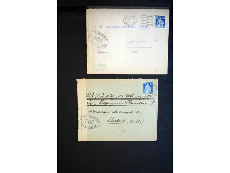 1914/20, über 200 Briefe aus aller Welt mit diversen Zensuren, dabei u.a. viel aus Frankreich, Neuseeland, Levante, Italien, 