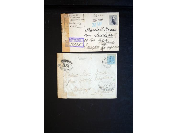 1914/20, über 200 Briefe aus aller Welt mit diversen Zensuren, dabei u.a. viel aus Frankreich, Neuseeland, Levante, Italien, 