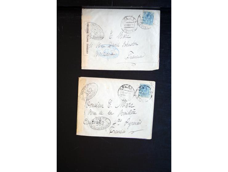 1914/20, über 200 Briefe aus aller Welt mit diversen Zensuren, dabei u.a. viel aus Frankreich, Neuseeland, Levante, Italien, 