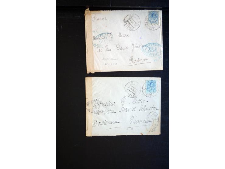 1914/20, über 200 Briefe aus aller Welt mit diversen Zensuren, dabei u.a. viel aus Frankreich, Neuseeland, Levante, Italien, 
