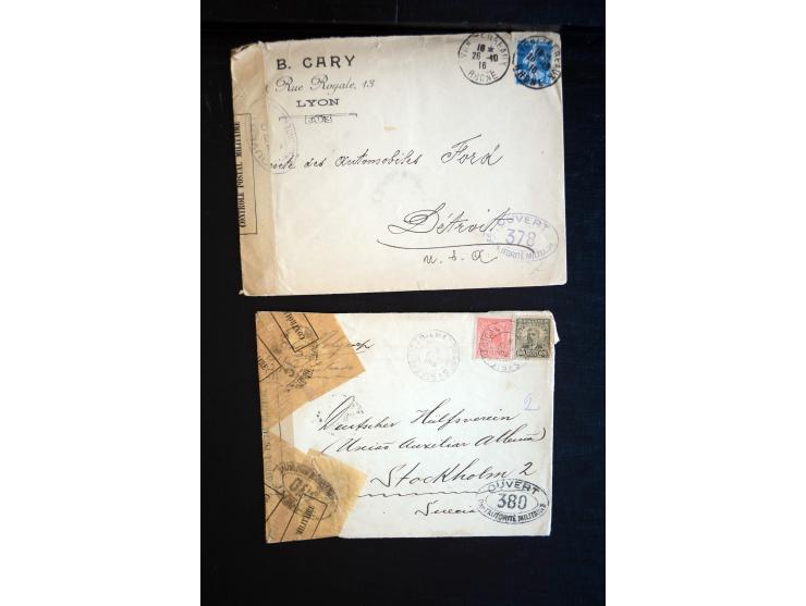 1914/20, über 200 Briefe aus aller Welt mit diversen Zensuren, dabei u.a. viel aus Frankreich, Neuseeland, Levante, Italien, 