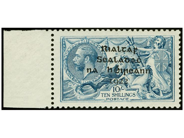 1922, Rialtas 4-line overprint by Dollard printing house, 10 s. as left marginal single from the "broken S" plate 1/3L, basic
