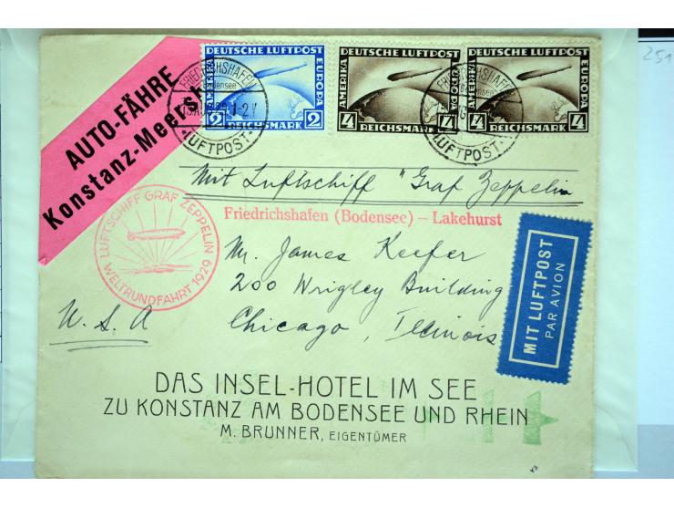 1912/2005, interessante Partie von 28 Briefe und Karten, dabei viele bessere Frankaturen sowie bessere Zeppelinmarken, dazu e