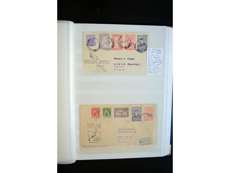 1928/39, reichhaltige Sammlung Zeppelinbriefe und -karten, dabei gute Frankaturen, Vertragsstaaten, Südamerikanische Post etc