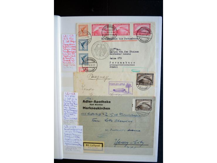 1928/39, reichhaltige Sammlung Zeppelinbriefe und -karten, dabei gute Frankaturen, Vertragsstaaten, Südamerikanische Post etc