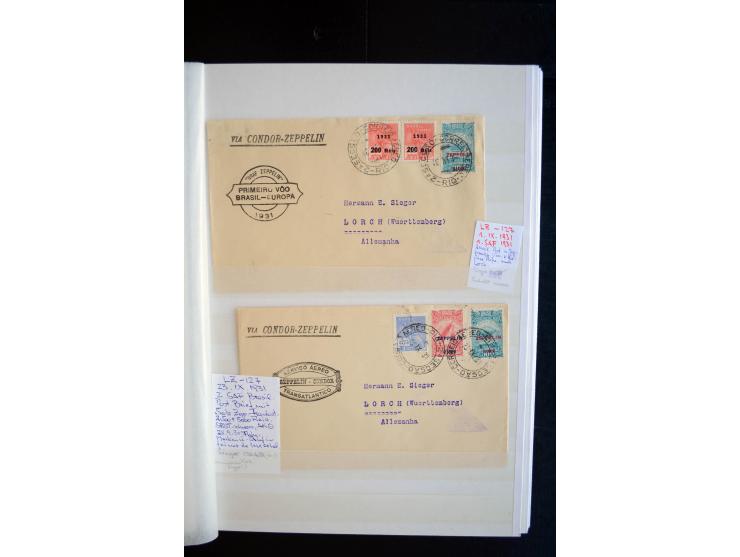1928/39, reichhaltige Sammlung Zeppelinbriefe und -karten, dabei gute Frankaturen, Vertragsstaaten, Südamerikanische Post etc