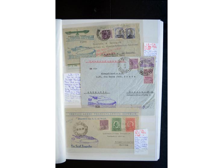 1928/39, reichhaltige Sammlung Zeppelinbriefe und -karten, dabei gute Frankaturen, Vertragsstaaten, Südamerikanische Post etc