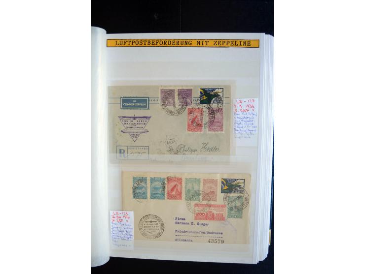 1928/39, reichhaltige Sammlung Zeppelinbriefe und -karten, dabei gute Frankaturen, Vertragsstaaten, Südamerikanische Post etc