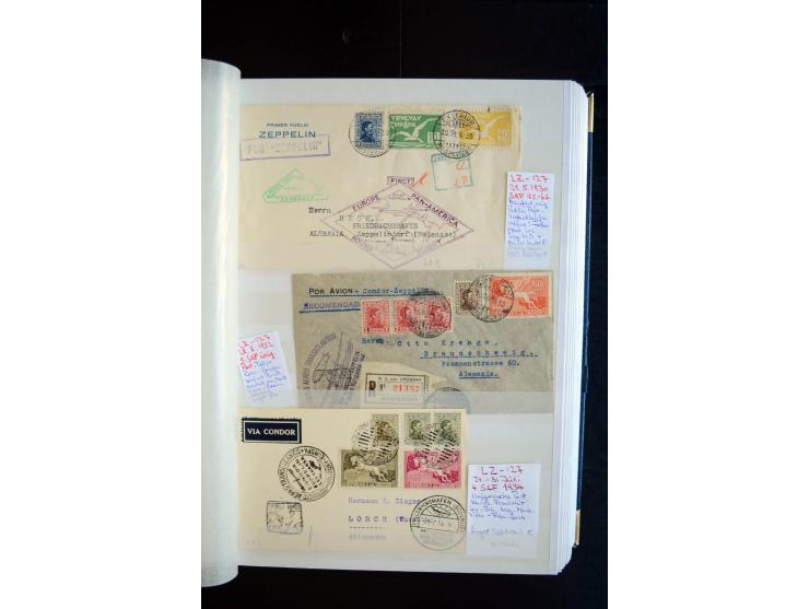 1928/39, reichhaltige Sammlung Zeppelinbriefe und -karten, dabei gute Frankaturen, Vertragsstaaten, Südamerikanische Post etc