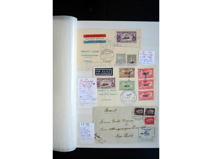 1928/39, reichhaltige Sammlung Zeppelinbriefe und -karten, dabei gute Frankaturen, Vertragsstaaten, Südamerikanische Post etc
