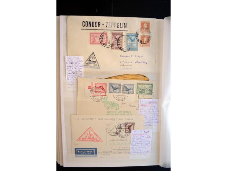 1928/39, reichhaltige Sammlung Zeppelinbriefe und -karten, dabei gute Frankaturen, Vertragsstaaten, Südamerikanische Post etc