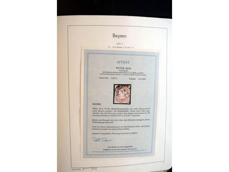 Baden bis Württemberg, ungebrauchte und gestempelte Sammlung mit u.a. Bayern Mi.-Nr. 26X sign. Brettl BPP, 26Y Fotoattest Sem