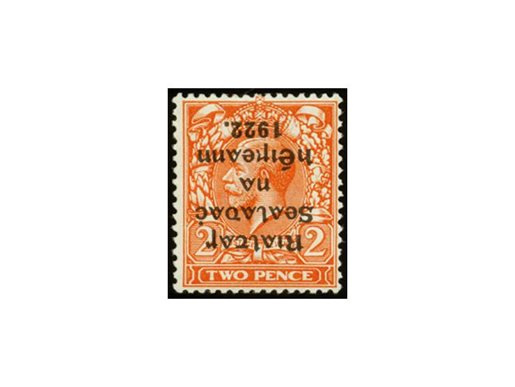 1922, Rialtas 5-line overprint by Thom, 2d. die I, inverted overprint, unused, very fine and scarce, certificate Hamilton-Bow