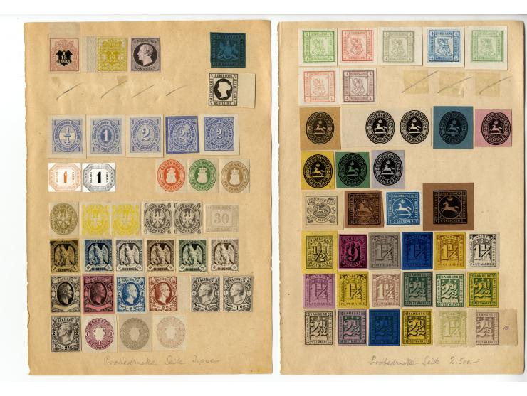 1850/67 (ca.), interessante kleine Partie aus altem Bestand, viel Baden mit Nr. 16 (4) sowie schöner Teil Proben, Essais und 