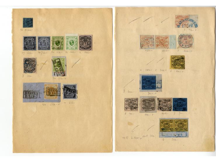 1850/67 (ca.), interessante kleine Partie aus altem Bestand, viel Baden mit Nr. 16 (4) sowie schöner Teil Proben, Essais und 