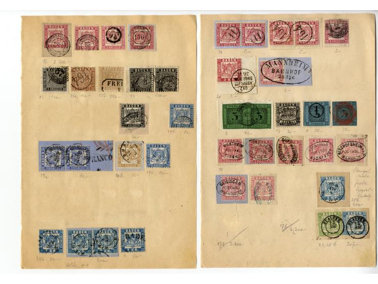 1850/67 (ca.), interessante kleine Partie aus altem Bestand, viel Baden mit Nr. 16 (4) sowie schöner Teil Proben, Essais und 
