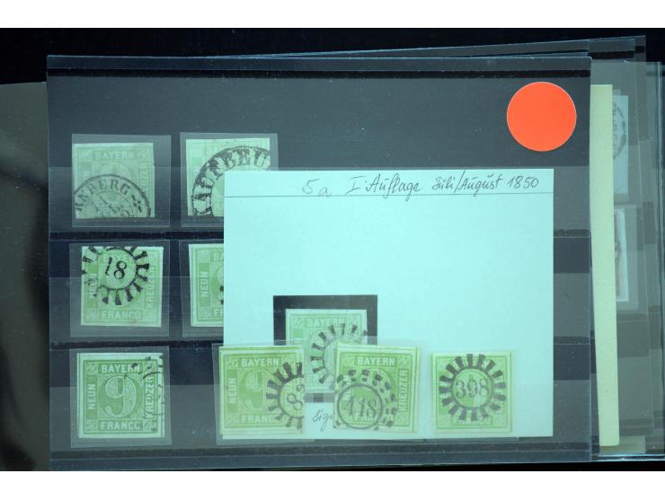 1851/75 (ca.), gestempelte Partie auf Steckkarten aus altem Bestand, meist sehr schöne Erhaltung mit vielen Kabinett- und auc