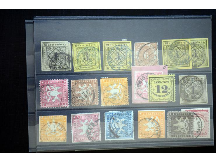 1851/75 (ca.), gestempelte Partie auf Steckkarten aus altem Bestand, meist sehr schöne Erhaltung mit vielen Kabinett- und auc
