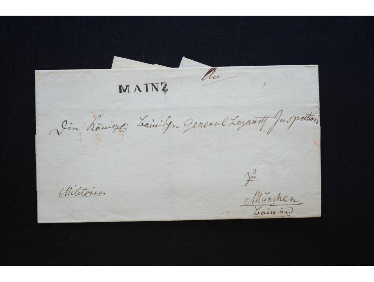 BUNDESFESTUNGEN: 1814/66 (ca.), 17 Briefe aus bzw. mit Bezug zu den Festungen Mainz, Ulm,  Landau und Rastatt