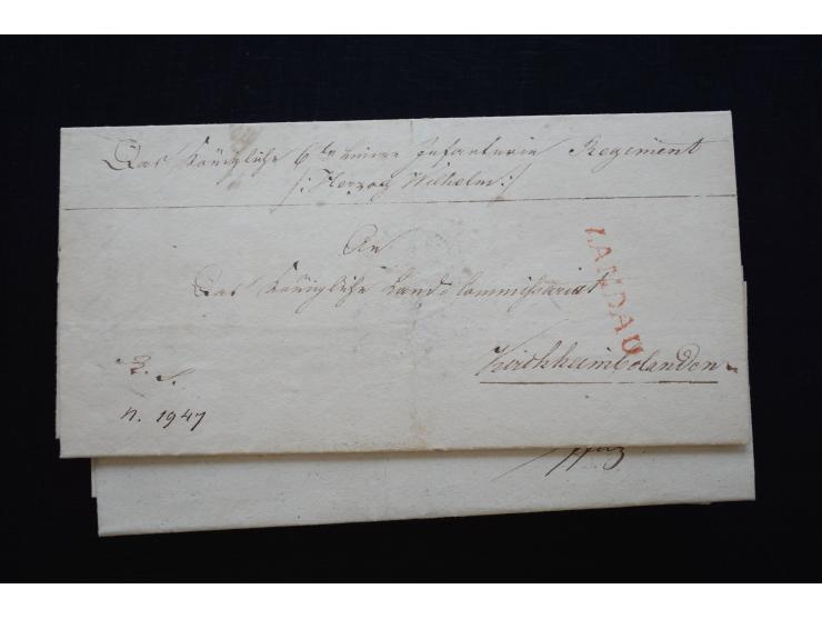 BUNDESFESTUNGEN: 1814/66 (ca.), 17 Briefe aus bzw. mit Bezug zu den Festungen Mainz, Ulm,  Landau und Rastatt