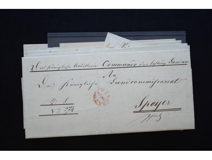 BUNDESFESTUNGEN: 1814/66 (ca.), 17 Briefe aus bzw. mit Bezug zu den Festungen Mainz, Ulm,  Landau und Rastatt