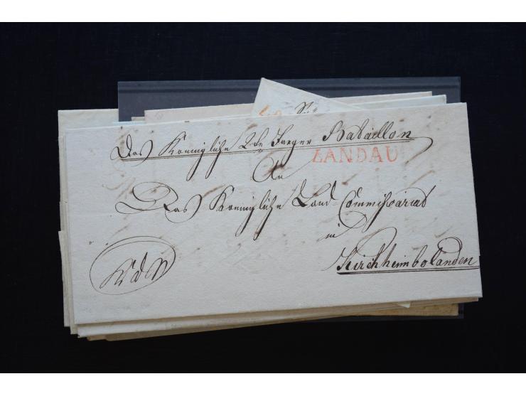 BUNDESFESTUNGEN: 1814/66 (ca.), 17 Briefe aus bzw. mit Bezug zu den Festungen Mainz, Ulm,  Landau und Rastatt