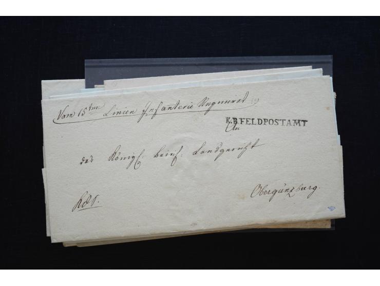 BUNDESFESTUNGEN: 1814/66 (ca.), 17 Briefe aus bzw. mit Bezug zu den Festungen Mainz, Ulm,  Landau und Rastatt