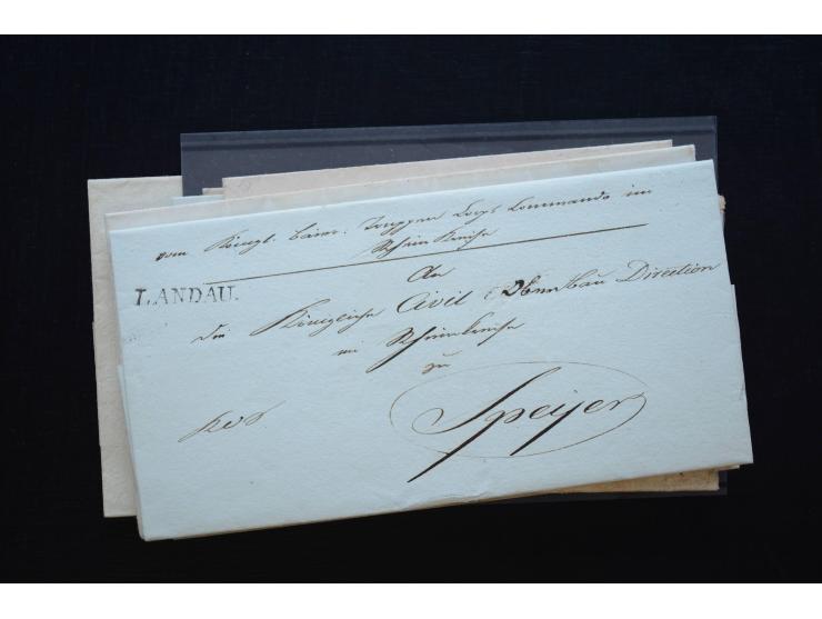 BUNDESFESTUNGEN: 1814/66 (ca.), 17 Briefe aus bzw. mit Bezug zu den Festungen Mainz, Ulm,  Landau und Rastatt