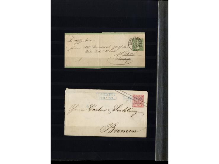 1868/71, interessante Sammlung "Nachverwendete Stempel auf NDP-Ausgaben) mit fast 50 losen Marken bzw. Briefstücken und 50 Br