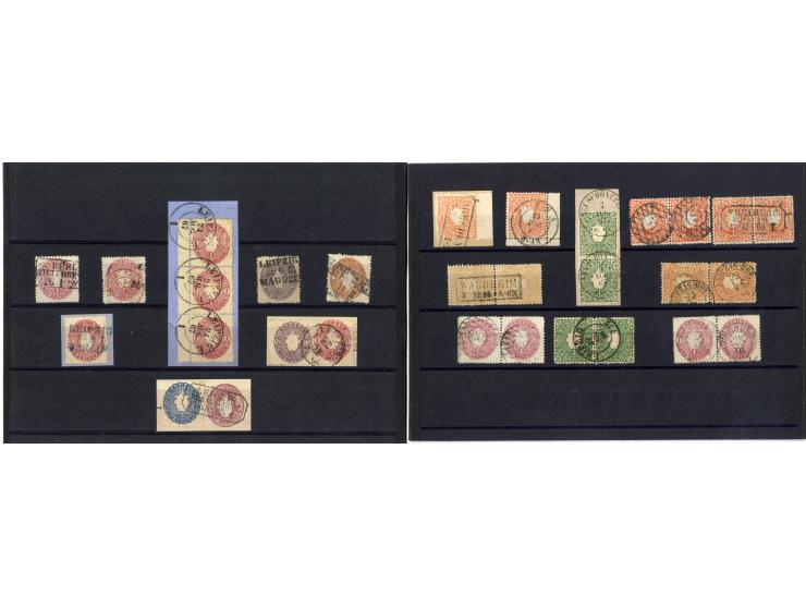 1850/67, gestempelte kleine Sammlung in sehr sauberer Erhaltung, schön spezialisisert mit diversen Stempeln (auch Fremdentwer