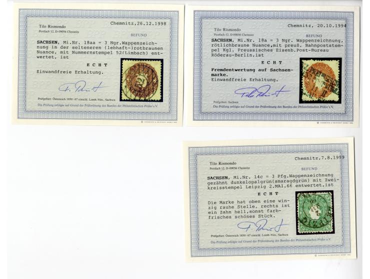 1850/67, gestempelte kleine Sammlung in sehr sauberer Erhaltung, schön spezialisisert mit diversen Stempeln (auch Fremdentwer