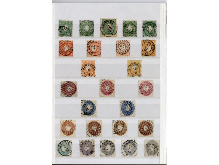 1850/67, gestempelte kleine Sammlung in sehr sauberer Erhaltung, schön spezialisisert mit diversen Stempeln (auch Fremdentwer