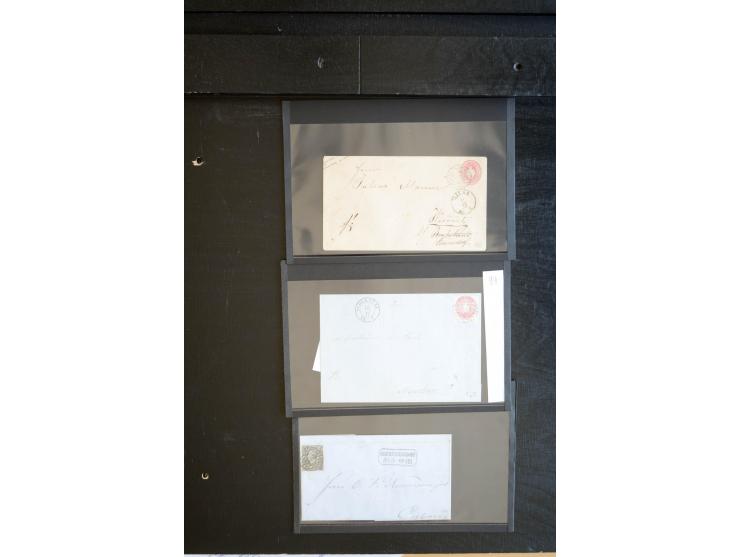 1851/67 (ca.), Briefsammlung in 7 Kassetten, dabei viele Nummernstempel-Belege mit besseren Stücken, daneben Reco-Briefe, Gan