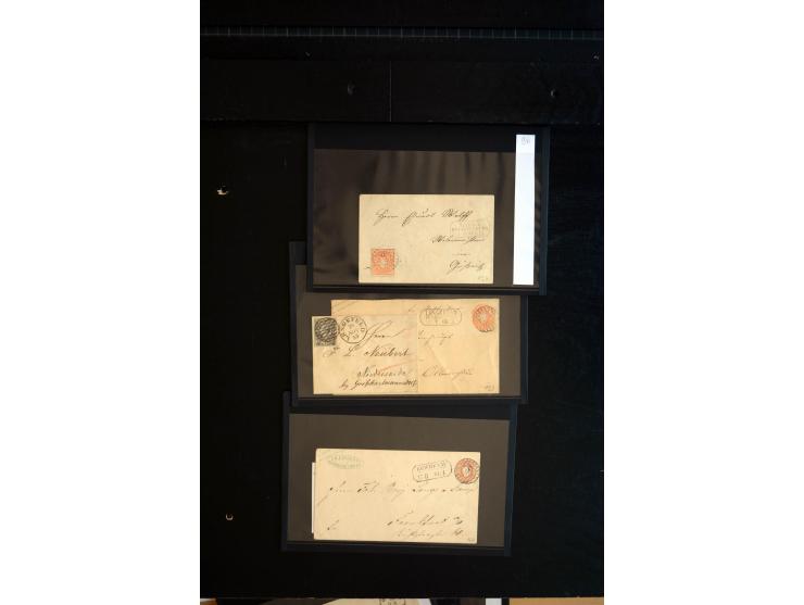 1851/67 (ca.), Briefsammlung in 7 Kassetten, dabei viele Nummernstempel-Belege mit besseren Stücken, daneben Reco-Briefe, Gan