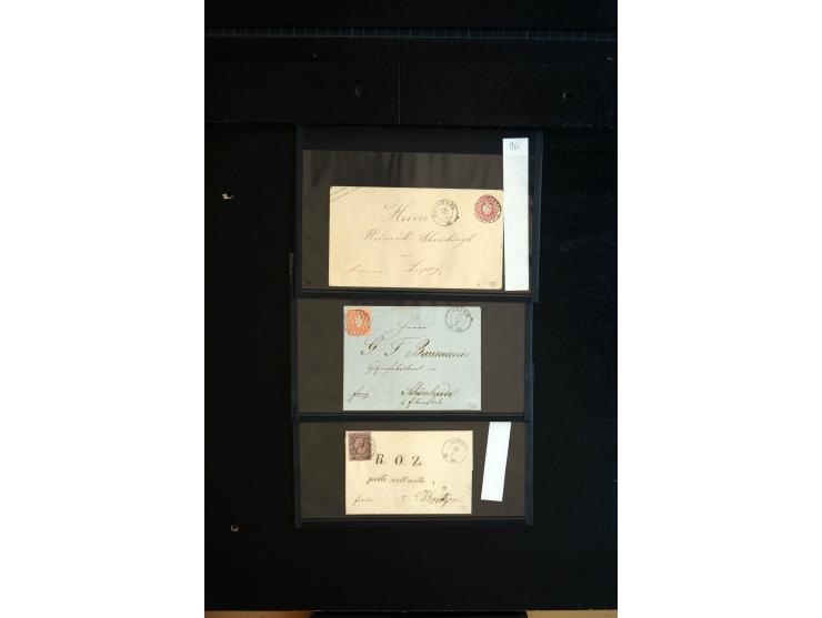 1851/67 (ca.), Briefsammlung in 7 Kassetten, dabei viele Nummernstempel-Belege mit besseren Stücken, daneben Reco-Briefe, Gan