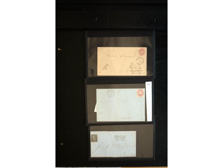 1851/67 (ca.), Briefsammlung in 7 Kassetten, dabei viele Nummernstempel-Belege mit besseren Stücken, daneben Reco-Briefe, Gan