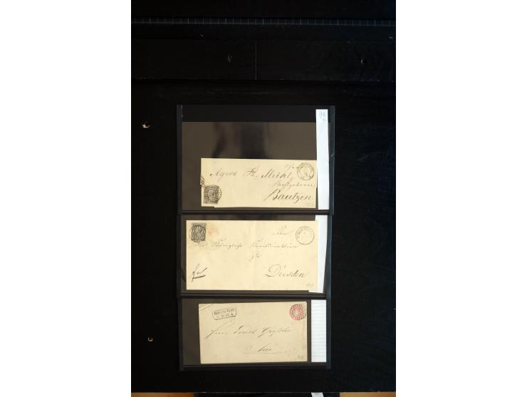 1851/67 (ca.), Briefsammlung in 7 Kassetten, dabei viele Nummernstempel-Belege mit besseren Stücken, daneben Reco-Briefe, Gan