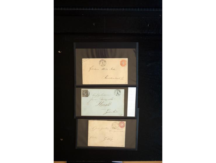 1851/67 (ca.), Briefsammlung in 7 Kassetten, dabei viele Nummernstempel-Belege mit besseren Stücken, daneben Reco-Briefe, Gan