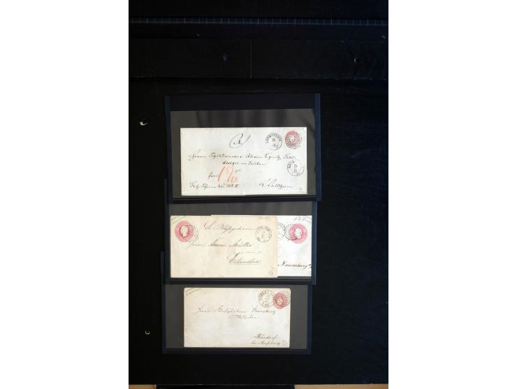 1851/67 (ca.), Briefsammlung in 7 Kassetten, dabei viele Nummernstempel-Belege mit besseren Stücken, daneben Reco-Briefe, Gan