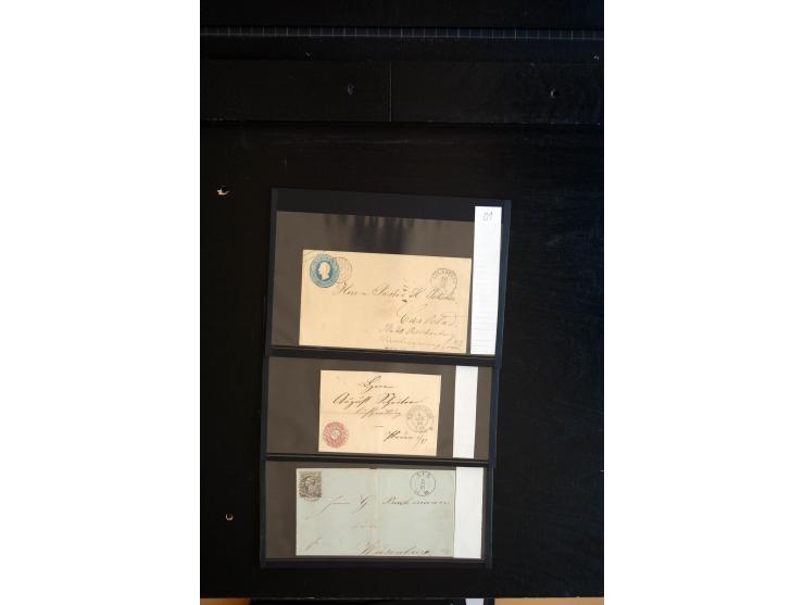 1851/67 (ca.), Briefsammlung in 7 Kassetten, dabei viele Nummernstempel-Belege mit besseren Stücken, daneben Reco-Briefe, Gan