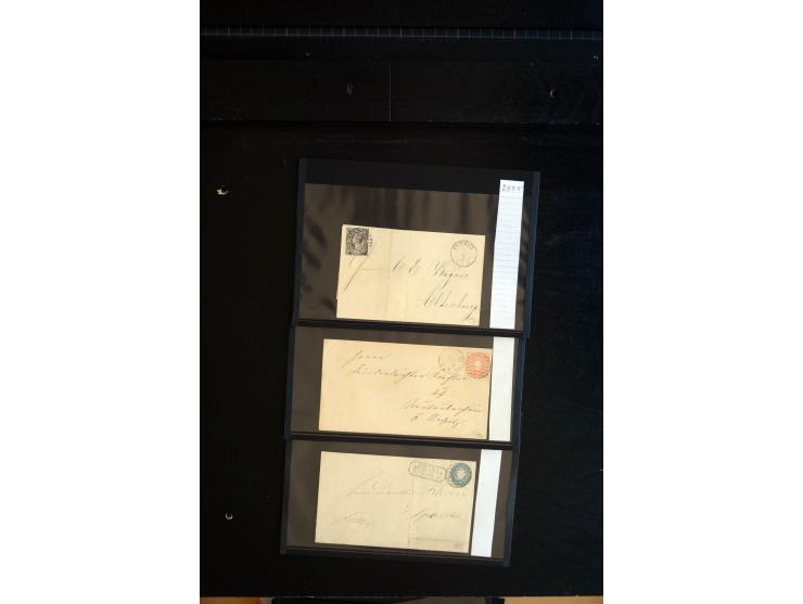 1851/67 (ca.), Briefsammlung in 7 Kassetten, dabei viele Nummernstempel-Belege mit besseren Stücken, daneben Reco-Briefe, Gan