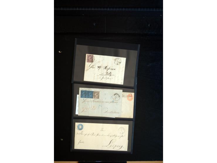 1851/67 (ca.), Briefsammlung in 7 Kassetten, dabei viele Nummernstempel-Belege mit besseren Stücken, daneben Reco-Briefe, Gan