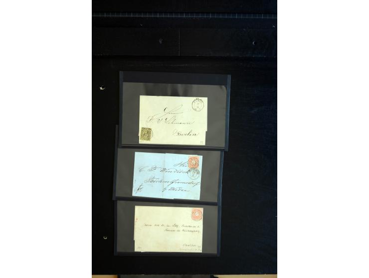 1851/67 (ca.), Briefsammlung in 7 Kassetten, dabei viele Nummernstempel-Belege mit besseren Stücken, daneben Reco-Briefe, Gan