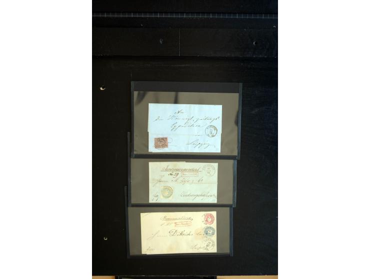1851/67 (ca.), Briefsammlung in 7 Kassetten, dabei viele Nummernstempel-Belege mit besseren Stücken, daneben Reco-Briefe, Gan