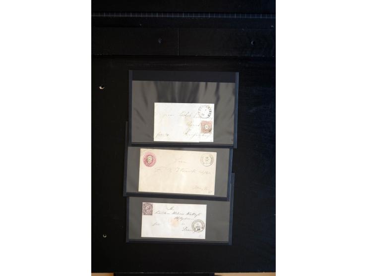 1851/67 (ca.), Briefsammlung in 7 Kassetten, dabei viele Nummernstempel-Belege mit besseren Stücken, daneben Reco-Briefe, Gan