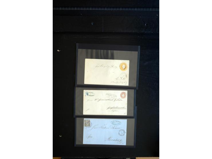 1851/67 (ca.), Briefsammlung in 7 Kassetten, dabei viele Nummernstempel-Belege mit besseren Stücken, daneben Reco-Briefe, Gan
