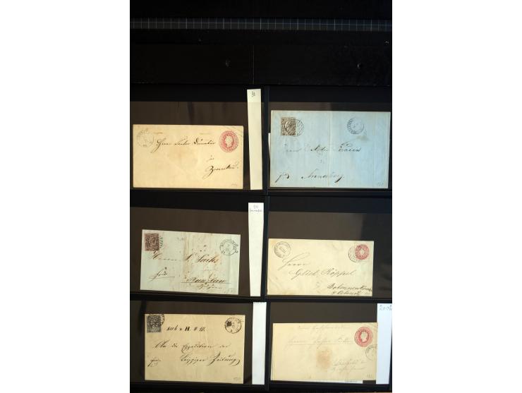 1851/67 (ca.), Briefsammlung in 7 Kassetten, dabei viele Nummernstempel-Belege mit besseren Stücken, daneben Reco-Briefe, Gan