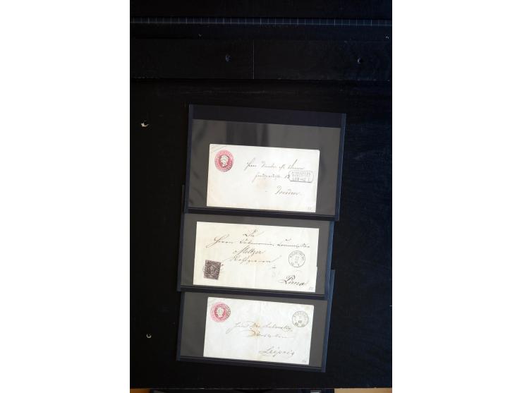 1851/67 (ca.), Briefsammlung in 7 Kassetten, dabei viele Nummernstempel-Belege mit besseren Stücken, daneben Reco-Briefe, Gan