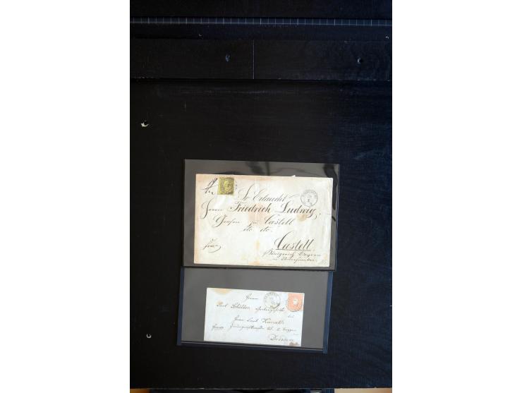 1851/67 (ca.), Briefsammlung in 7 Kassetten, dabei viele Nummernstempel-Belege mit besseren Stücken, daneben Reco-Briefe, Gan