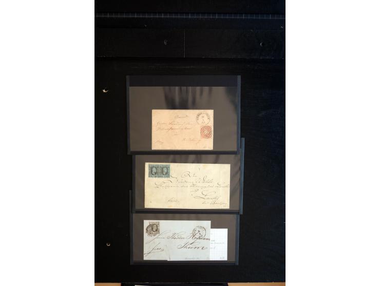1851/67 (ca.), Briefsammlung in 7 Kassetten, dabei viele Nummernstempel-Belege mit besseren Stücken, daneben Reco-Briefe, Gan